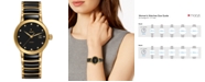 Rado Women's Swiss Automatic Centrix Diamond-Accent Black Ceramic & Gold-Tone PVD Stainless Steel Bracelet Watch 28mm